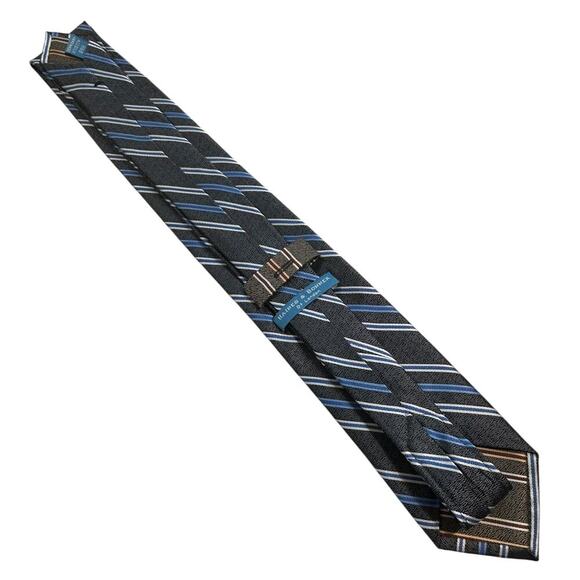 Haines & Bonner of London Men's 100% Silk Handmade Striped Tie - Picture 2 of 6